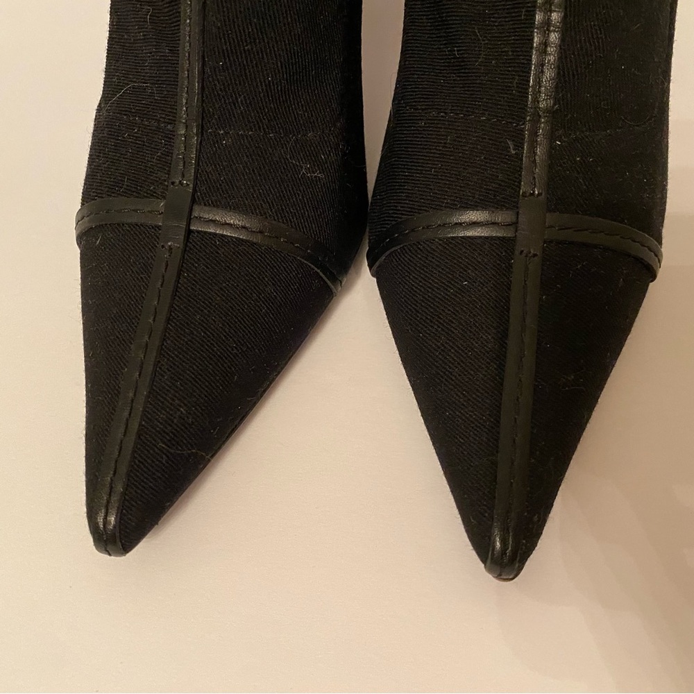 GUCCI HEELS STILETTO SHOES BLACK STRETCH FABRIC LEATHER TRIM BUCKLE 7.5B POINTY - Picture 6 of 15